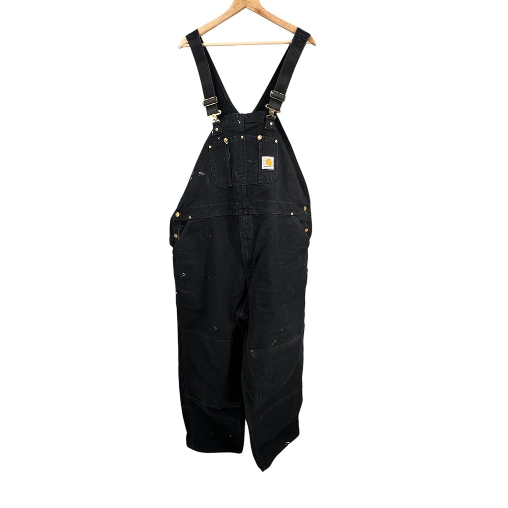 Carhartt R01 BLK Black Denim Bib Overalls Workwear Ca… - Gem